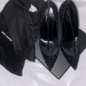 Saint Laurent Zoe Glitter Pumps Size 7.5